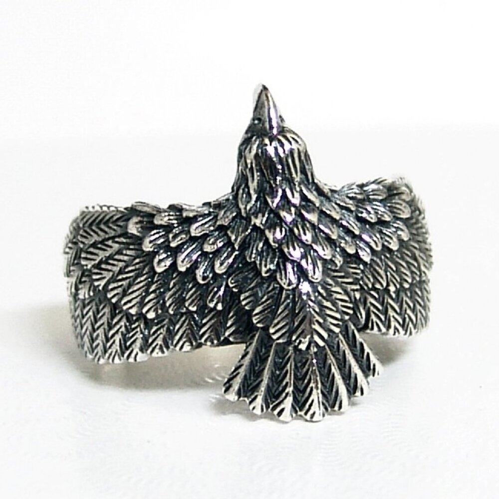 Sterling Silver Eagle Ring Men's Oxidized Size 10 Gram weight 7.1